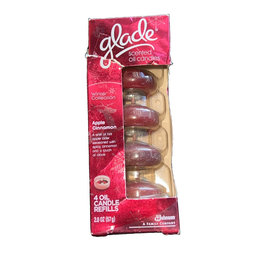 Glade Discontinued Scented Oil Candles Apple Cinnamon 4 Pack New 2.0 Oz Holiday